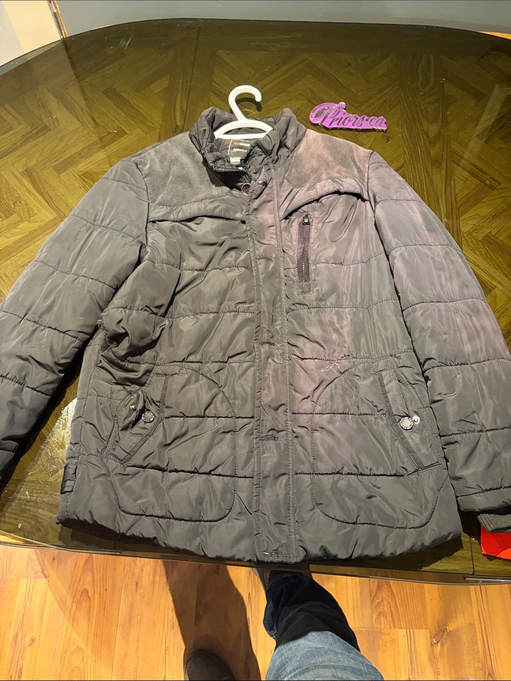 Vogue Men's Quilted Puffer Jacket - Dark Gray
